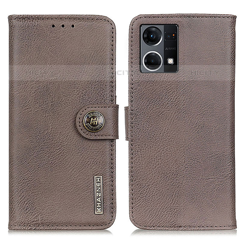 Funda de Cuero Cartera con Soporte Carcasa K02Z para Oppo F21 Pro 4G Gris