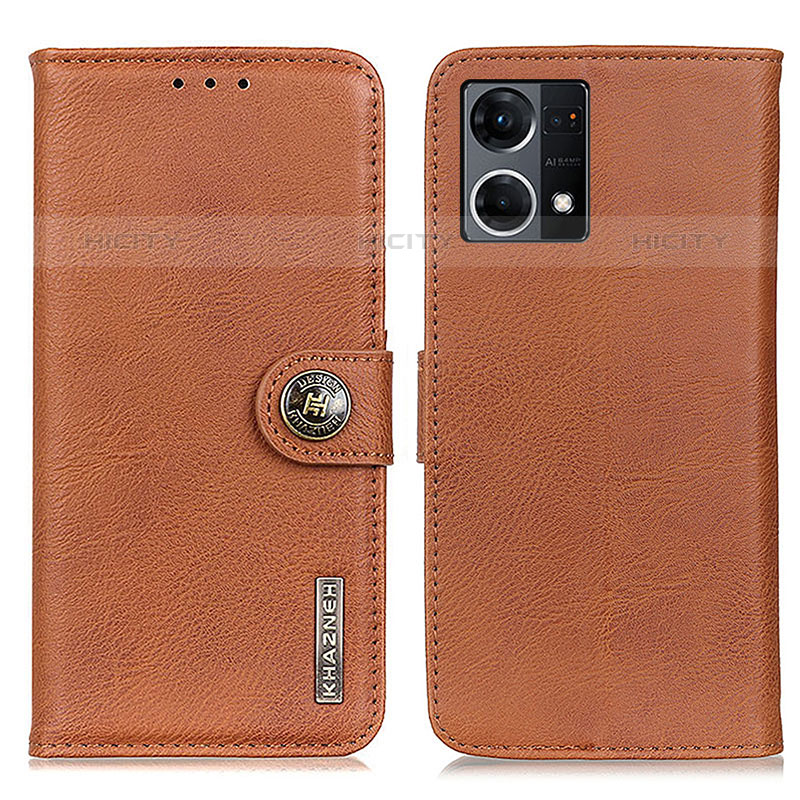 Funda de Cuero Cartera con Soporte Carcasa K02Z para Oppo F21 Pro 4G Marron