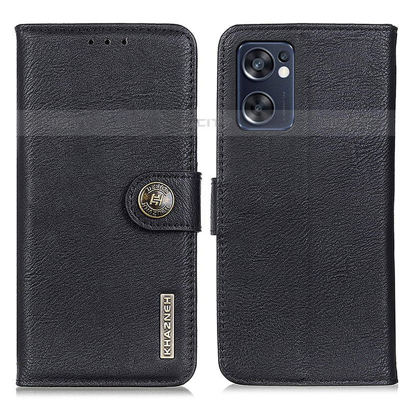 Funda de Cuero Cartera con Soporte Carcasa K02Z para Oppo Reno7 SE 5G Negro