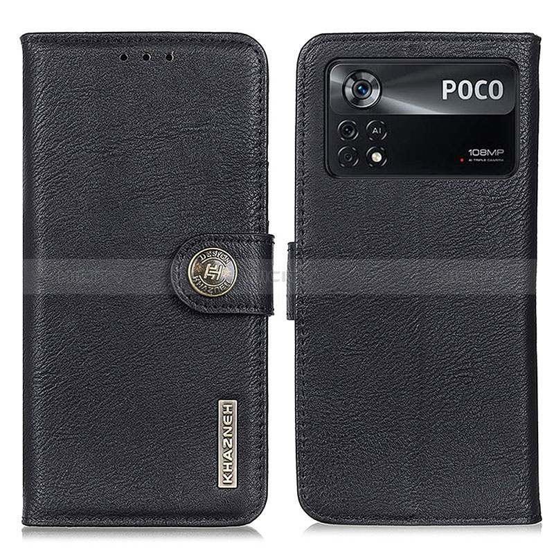 Funda de Cuero Cartera con Soporte Carcasa K02Z para Xiaomi Poco X4 Pro 5G Negro