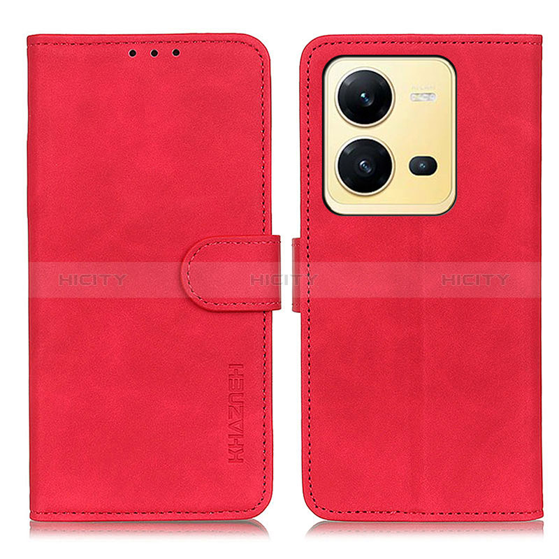 Funda de Cuero Cartera con Soporte Carcasa K03Z para Vivo V25 5G Rojo