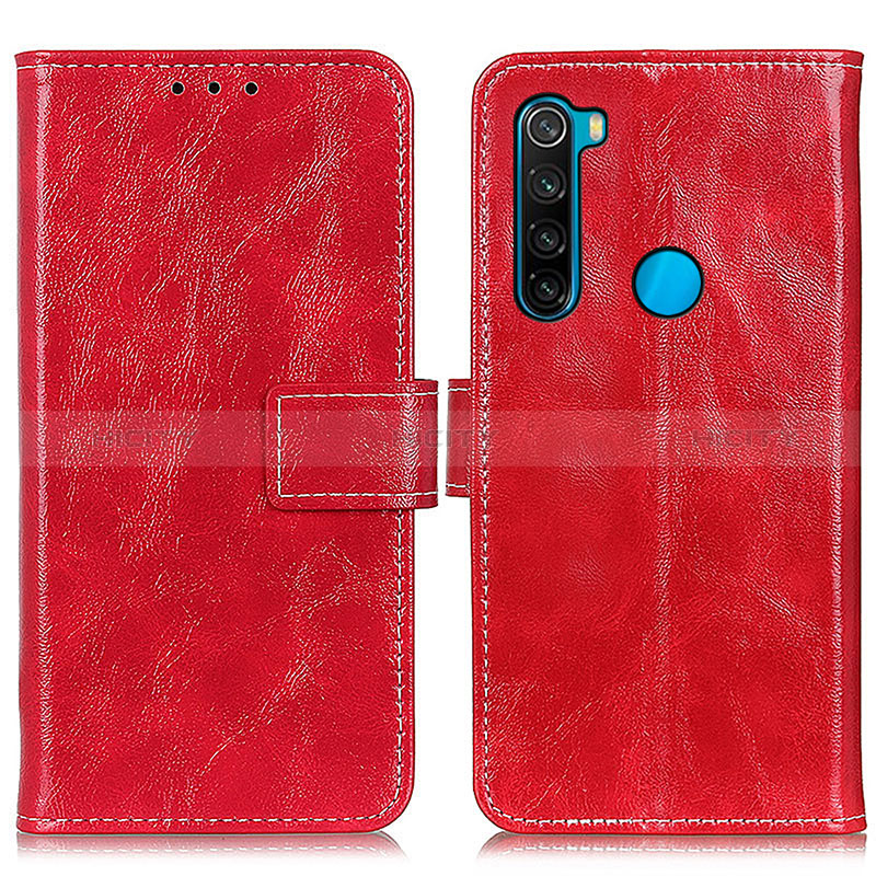 Funda de Cuero Cartera con Soporte Carcasa K04Z para Xiaomi Redmi Note 8 (2021) Rojo