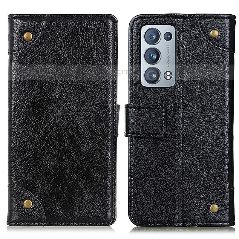 Funda de Cuero Cartera con Soporte Carcasa K06Z para Oppo Reno6 Pro+ Plus 5G Negro