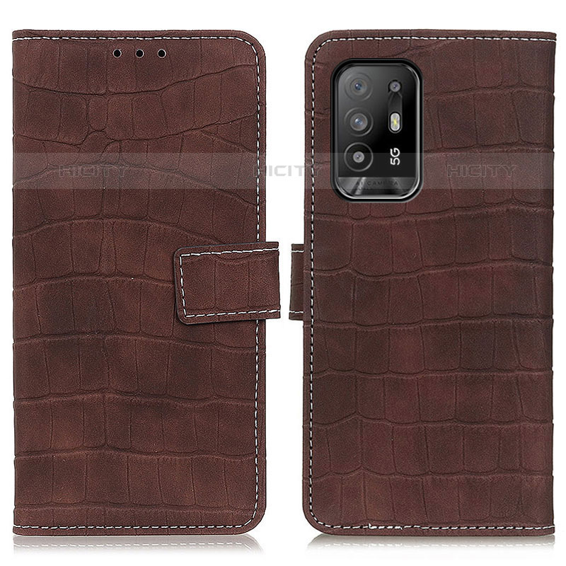 Funda de Cuero Cartera con Soporte Carcasa K07Z para Oppo A94 5G Marron