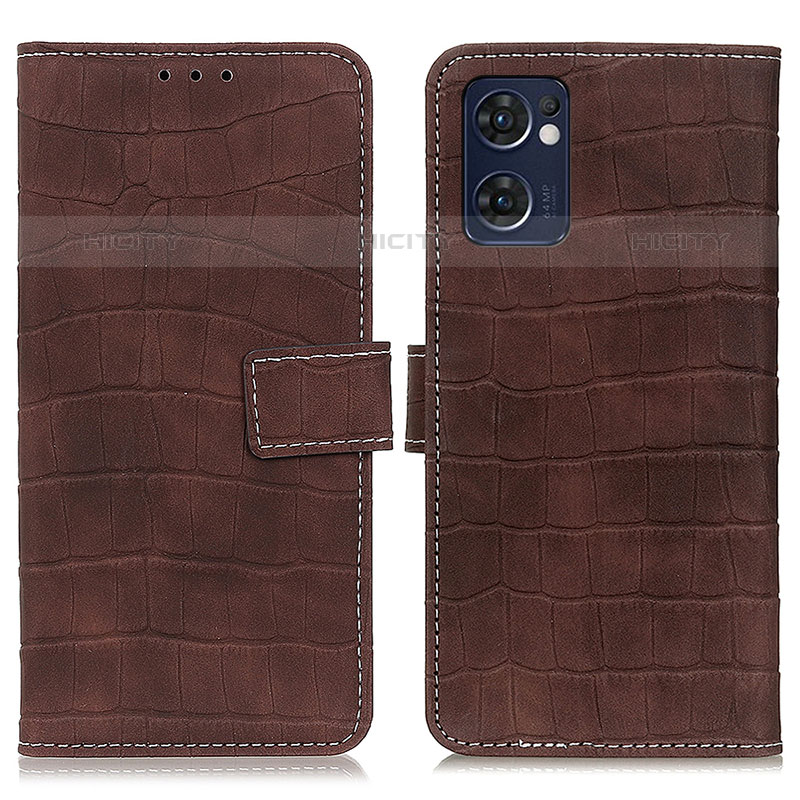 Funda de Cuero Cartera con Soporte Carcasa K07Z para Oppo Reno7 5G Marron