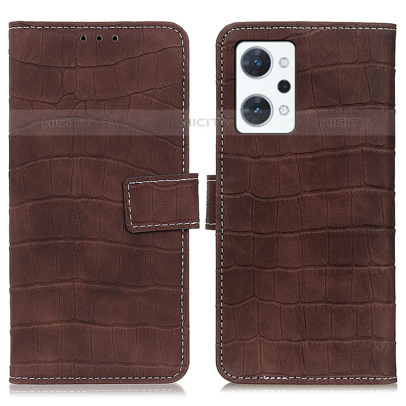 Funda de Cuero Cartera con Soporte Carcasa K07Z para Oppo Reno7 A Marron