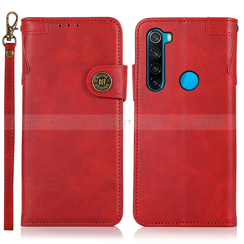 Funda de Cuero Cartera con Soporte Carcasa K09Z para Xiaomi Redmi Note 8 (2021) Rojo