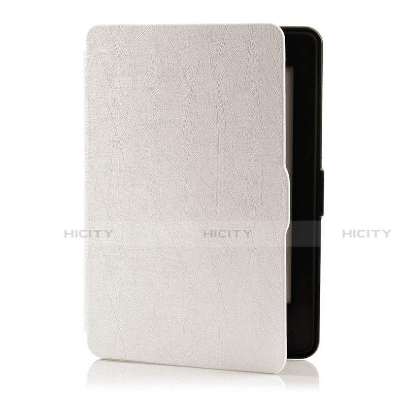 Funda de Cuero Cartera con Soporte Carcasa L01 para Amazon Kindle 6 inch Blanco