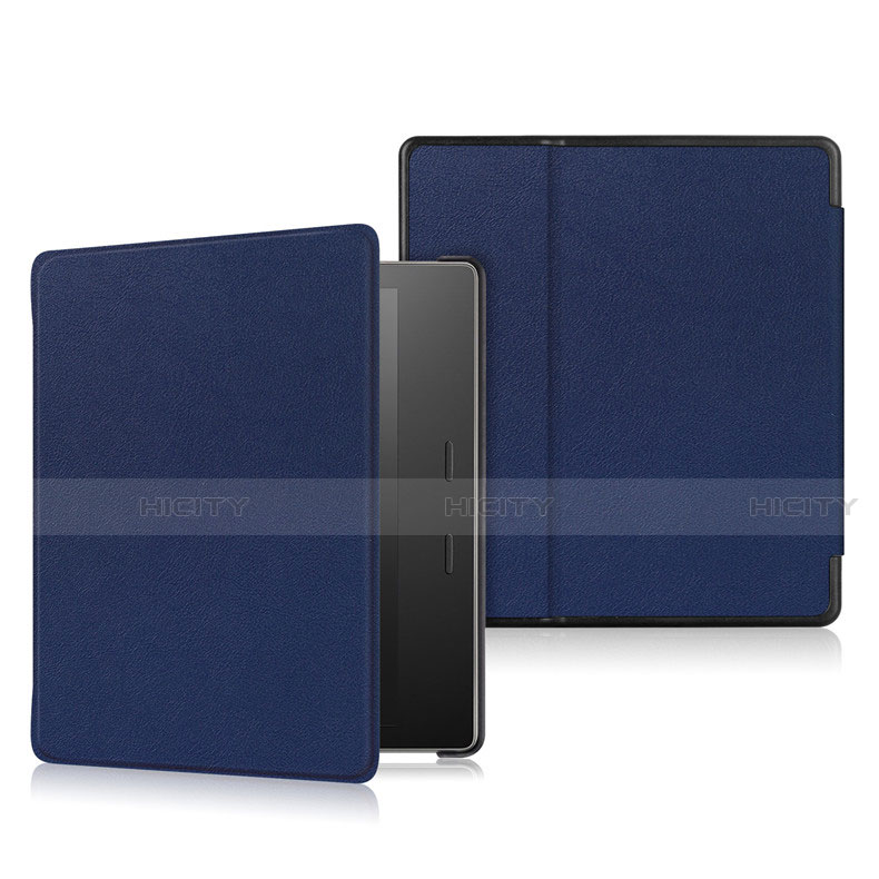 Funda de Cuero Cartera con Soporte Carcasa L01 para Amazon Kindle Oasis 7 inch Azul