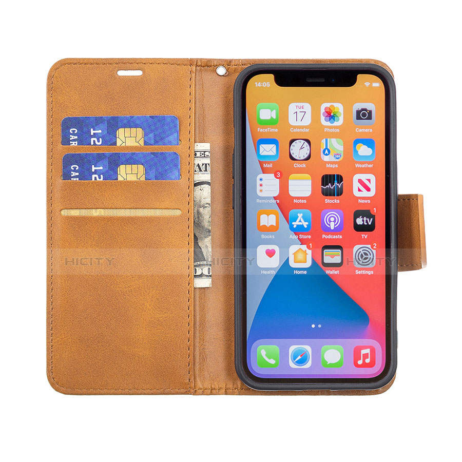 Funda de Cuero Cartera con Soporte Carcasa L01 para Apple iPhone 13 Pro Amarillo