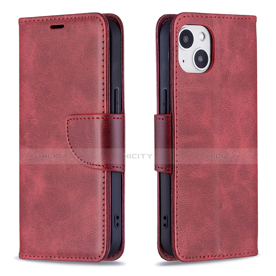 Funda de Cuero Cartera con Soporte Carcasa L01 para Apple iPhone 14 Plus Rojo