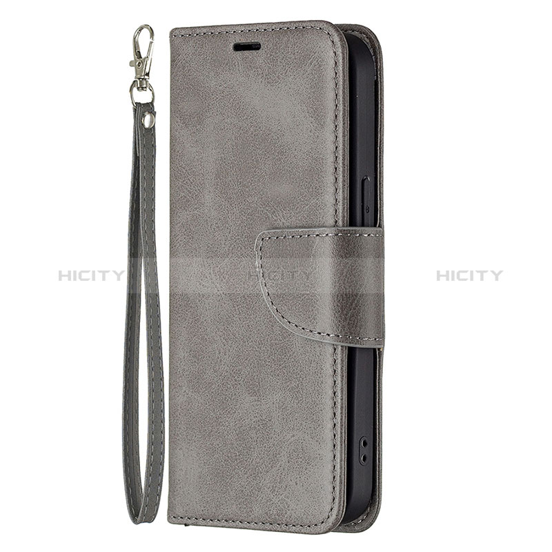 Funda de Cuero Cartera con Soporte Carcasa L01 para Apple iPhone 14 Pro Max Gris Oscuro