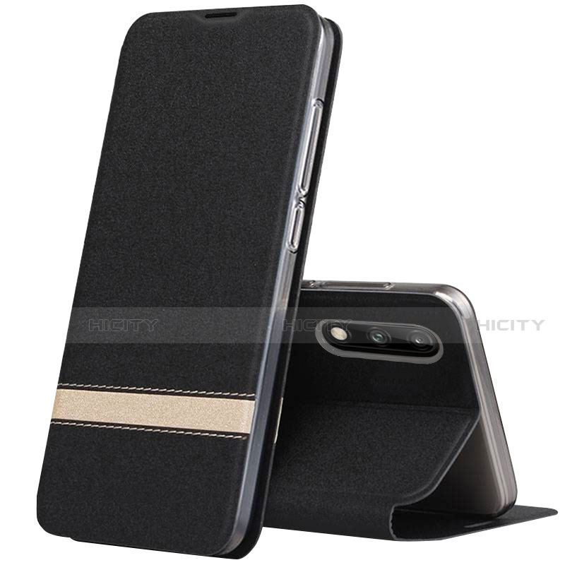 Funda de Cuero Cartera con Soporte Carcasa L01 para Huawei Enjoy 10 Negro