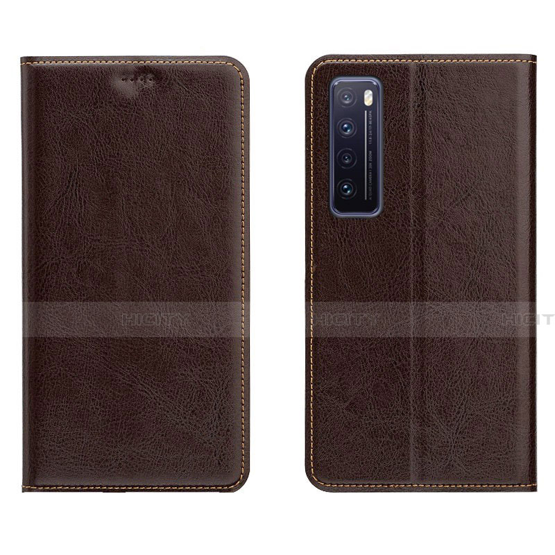 Funda de Cuero Cartera con Soporte Carcasa L01 para Huawei Nova 7 5G Marron