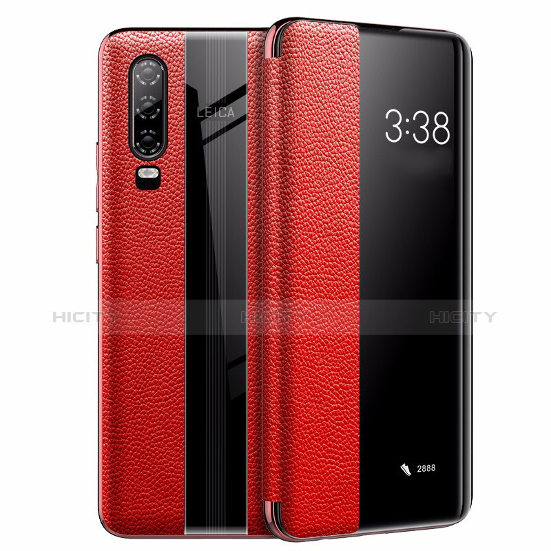 Funda de Cuero Cartera con Soporte Carcasa L01 para Huawei P30 Rojo