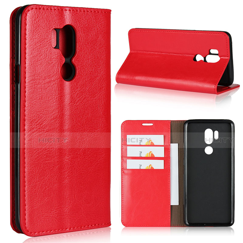 Funda de Cuero Cartera con Soporte Carcasa L01 para LG G7 Rojo