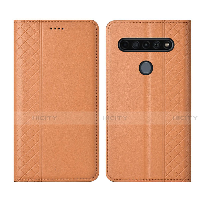 Funda de Cuero Cartera con Soporte Carcasa L01 para LG K51S Naranja