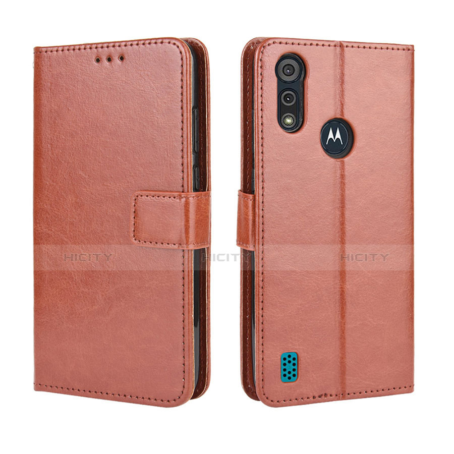 Funda de Cuero Cartera con Soporte Carcasa L01 para Motorola Moto E6s (2020) Marron