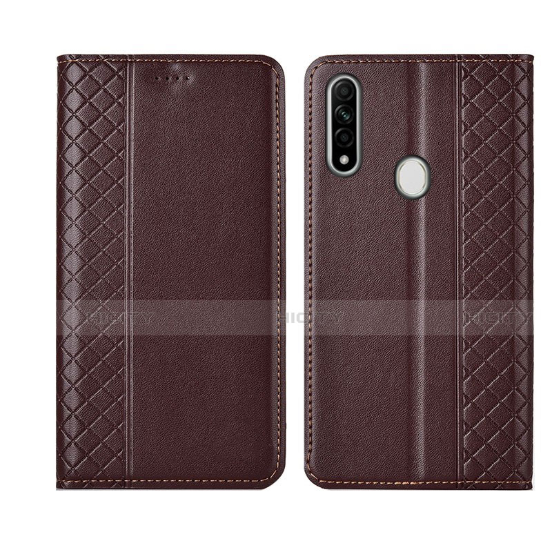 Funda de Cuero Cartera con Soporte Carcasa L01 para Oppo A31 Marron