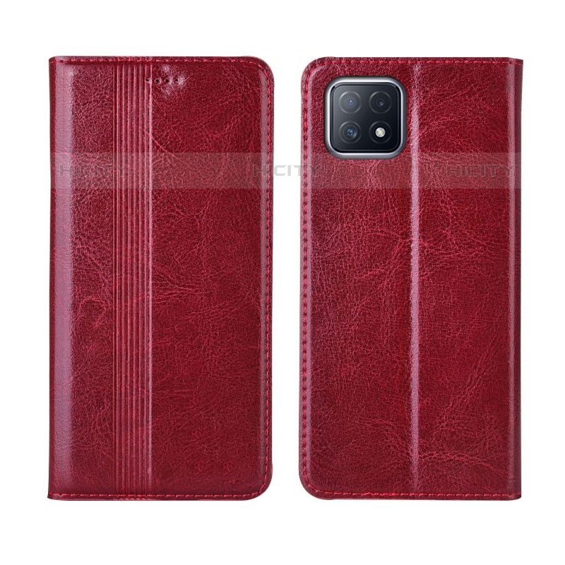 Funda de Cuero Cartera con Soporte Carcasa L01 para Oppo A53 5G Rojo Rosa