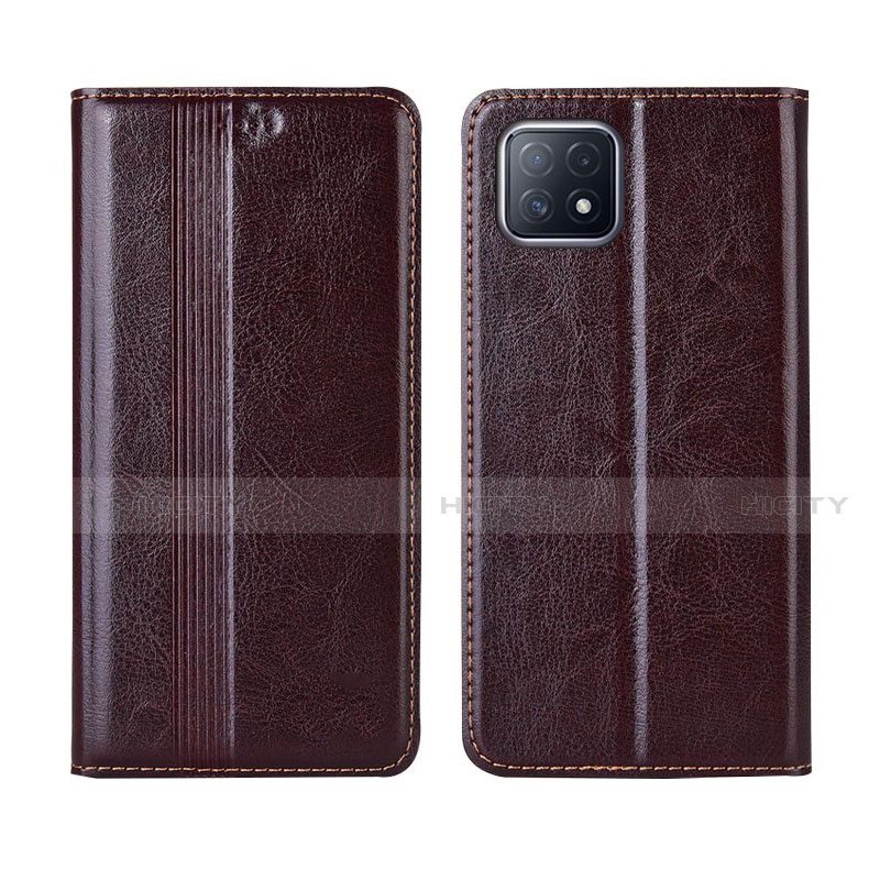 Funda de Cuero Cartera con Soporte Carcasa L01 para Oppo A72 5G Marron