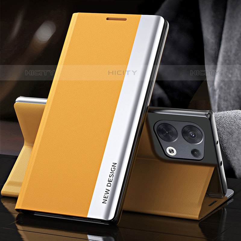 Funda de Cuero Cartera con Soporte Carcasa L01 para Oppo Reno8 Pro+ Plus 5G Amarillo