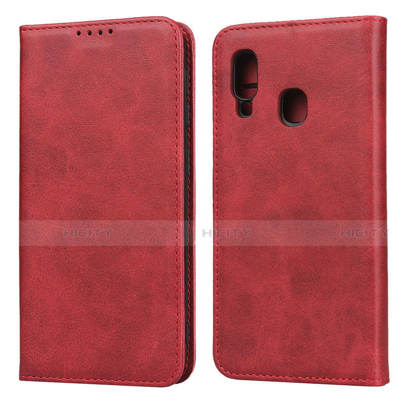 Funda de Cuero Cartera con Soporte Carcasa L01 para Samsung Galaxy A20e Rojo