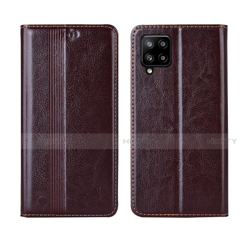 Funda de Cuero Cartera con Soporte Carcasa L01 para Samsung Galaxy A42 5G Marron