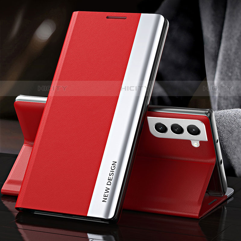 Funda de Cuero Cartera con Soporte Carcasa L01 para Samsung Galaxy S22 5G Rojo