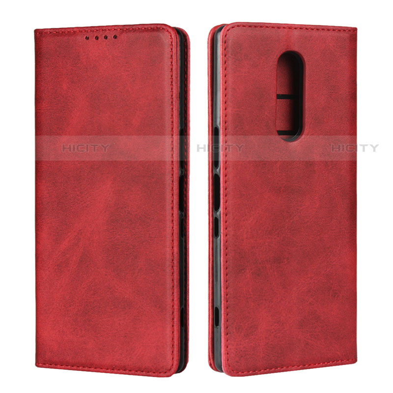 Funda de Cuero Cartera con Soporte Carcasa L01 para Sony Xperia 1 Rojo