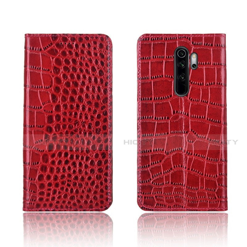 Funda de Cuero Cartera con Soporte Carcasa L01 para Xiaomi Redmi Note 8 Pro Rojo