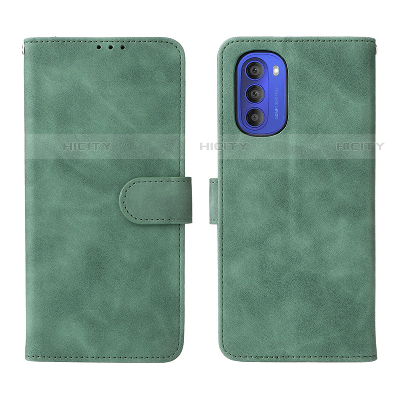 Funda de Cuero Cartera con Soporte Carcasa L01Z para Motorola Moto G51 5G Verde