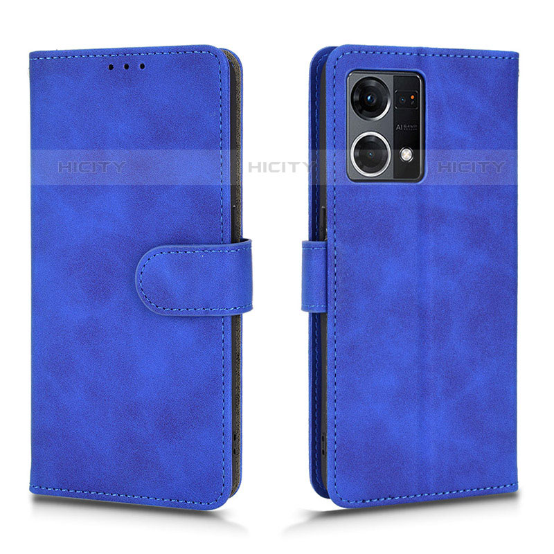 Funda de Cuero Cartera con Soporte Carcasa L01Z para Oppo Reno7 4G Azul