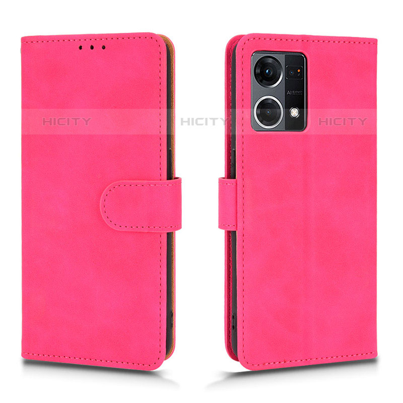 Funda de Cuero Cartera con Soporte Carcasa L01Z para Oppo Reno7 4G Rosa Roja