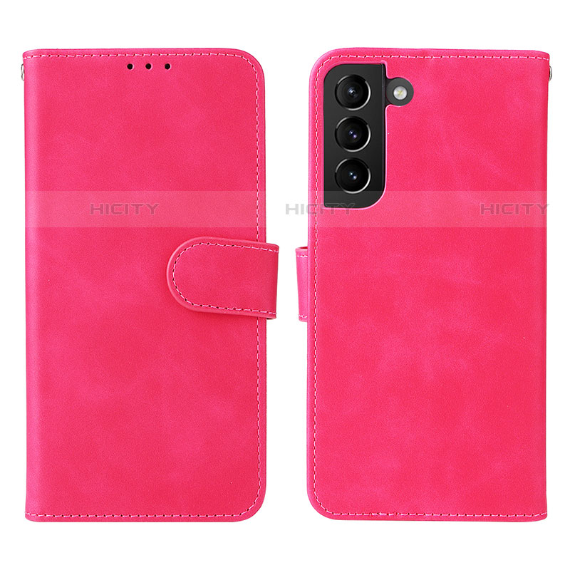 Funda de Cuero Cartera con Soporte Carcasa L01Z para Samsung Galaxy S21 FE 5G Rosa Roja