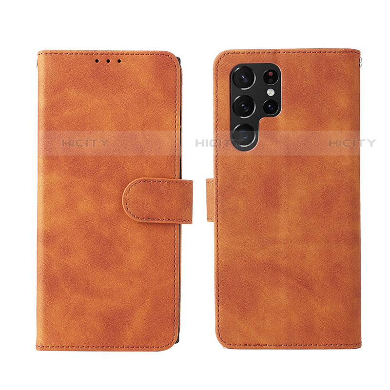 Funda de Cuero Cartera con Soporte Carcasa L01Z para Samsung Galaxy S21 Ultra 5G Marron