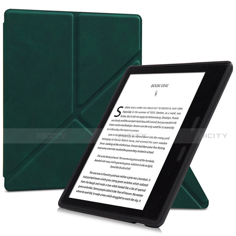 Funda de Cuero Cartera con Soporte Carcasa L02 para Amazon Kindle Oasis 7 inch Verde