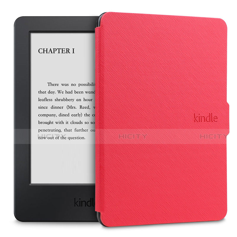 Funda de Cuero Cartera con Soporte Carcasa L02 para Amazon Kindle Paperwhite 6 inch Rojo