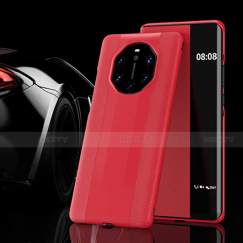 Funda de Cuero Cartera con Soporte Carcasa L02 para Huawei Mate 40 RS Rojo