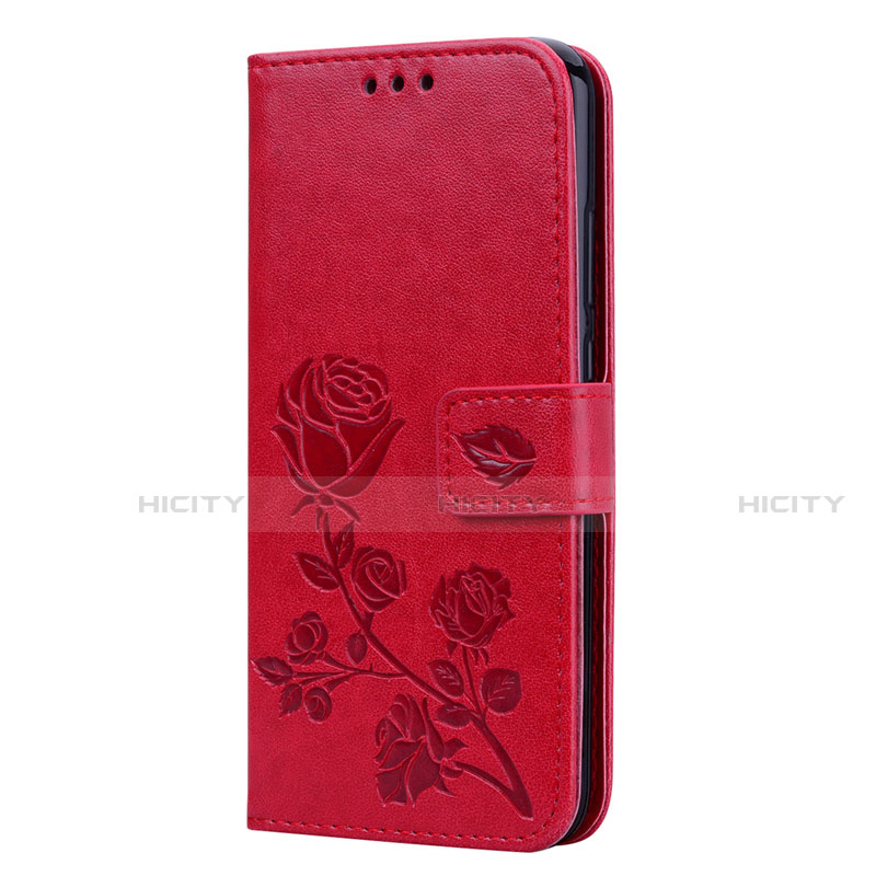 Funda de Cuero Cartera con Soporte Carcasa L02 para Huawei Nova 3e Rojo