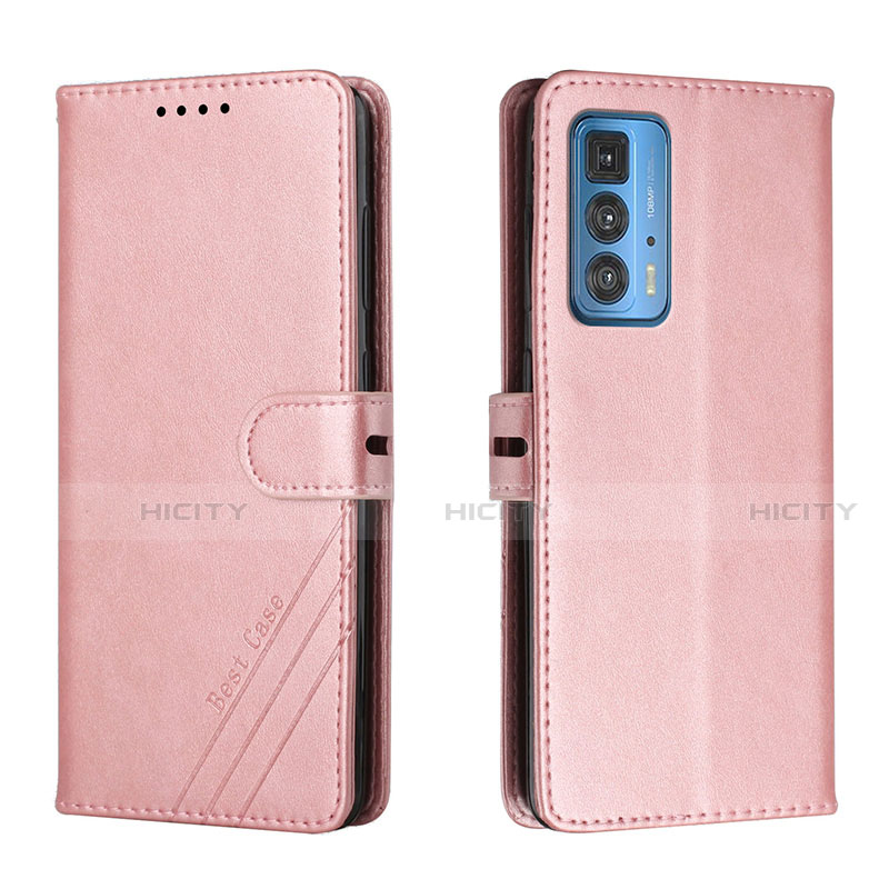 Funda de Cuero Cartera con Soporte Carcasa L02 para Motorola Moto Edge 20 Pro 5G Oro Rosa