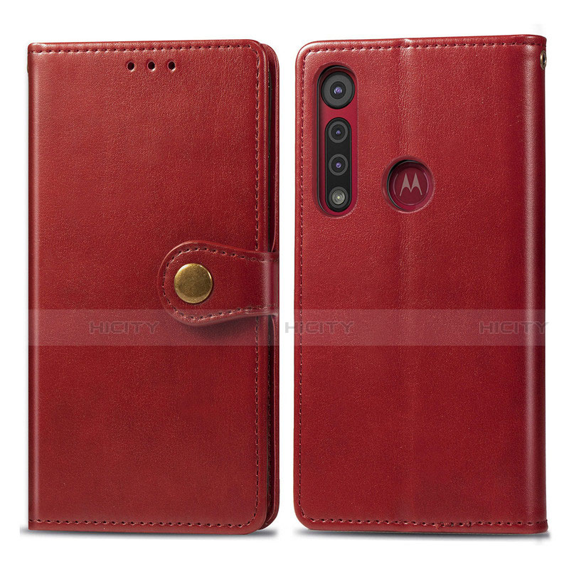 Funda de Cuero Cartera con Soporte Carcasa L02 para Motorola Moto G8 Play Rojo