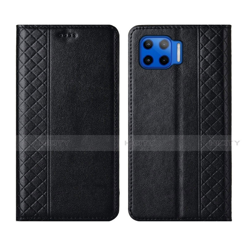 Funda de Cuero Cartera con Soporte Carcasa L02 para Motorola Moto One 5G Negro