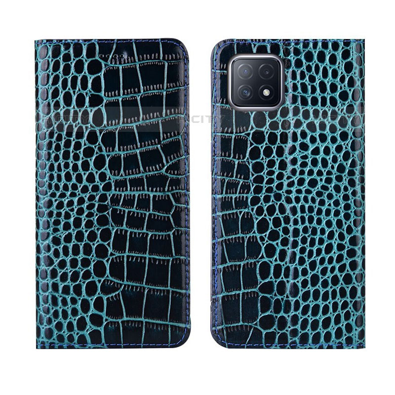 Funda de Cuero Cartera con Soporte Carcasa L02 para Oppo A53 5G Azul