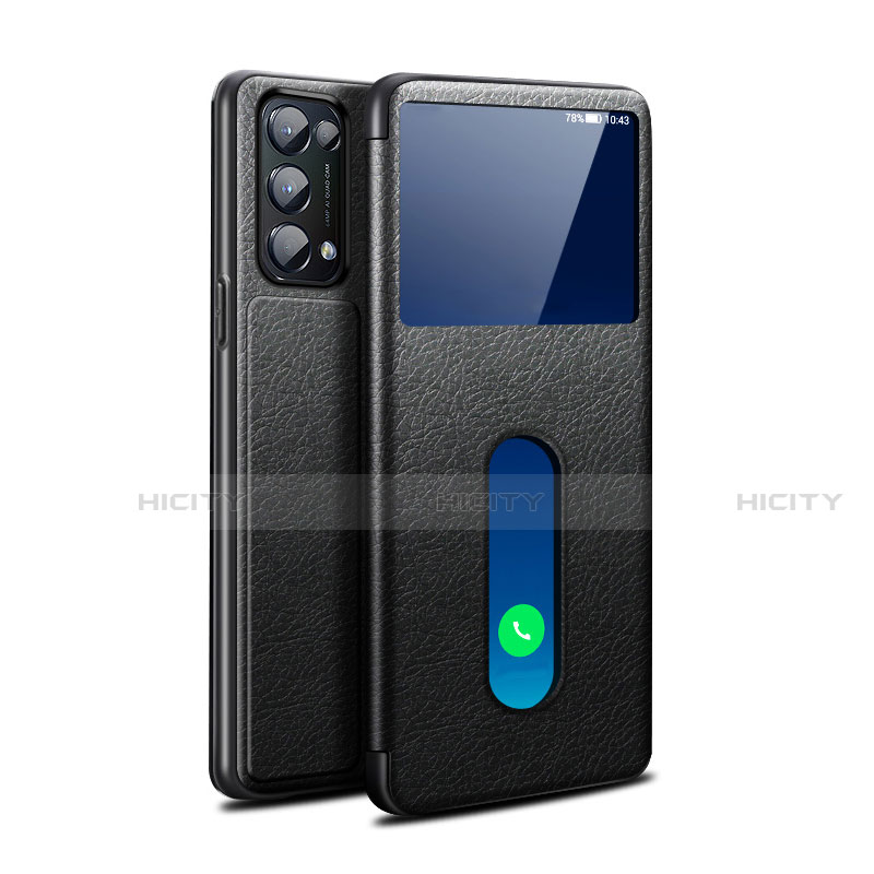 Funda de Cuero Cartera con Soporte Carcasa L02 para Oppo Find X3 Lite 5G Negro