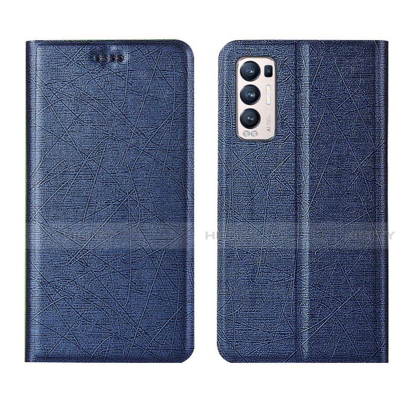 Funda de Cuero Cartera con Soporte Carcasa L02 para Oppo Find X3 Neo 5G Azul