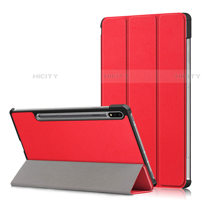 Funda de Cuero Cartera con Soporte Carcasa L02 para Samsung Galaxy Tab S7 4G 11 SM-T875 Rojo