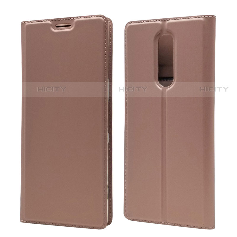 Funda de Cuero Cartera con Soporte Carcasa L02 para Sony Xperia 1 Oro Rosa