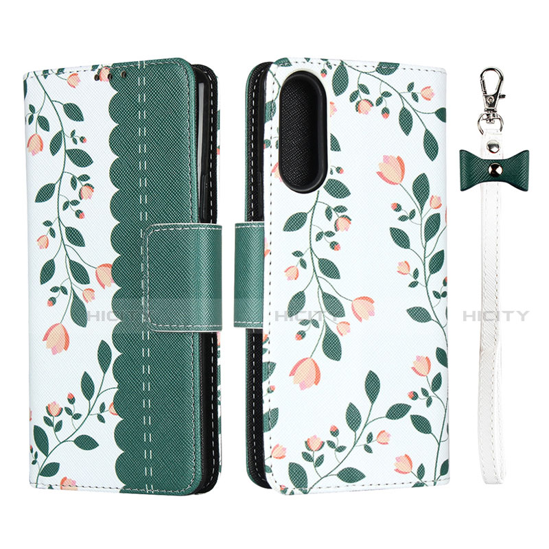 Funda de Cuero Cartera con Soporte Carcasa L02 para Sony Xperia 10 II Verde