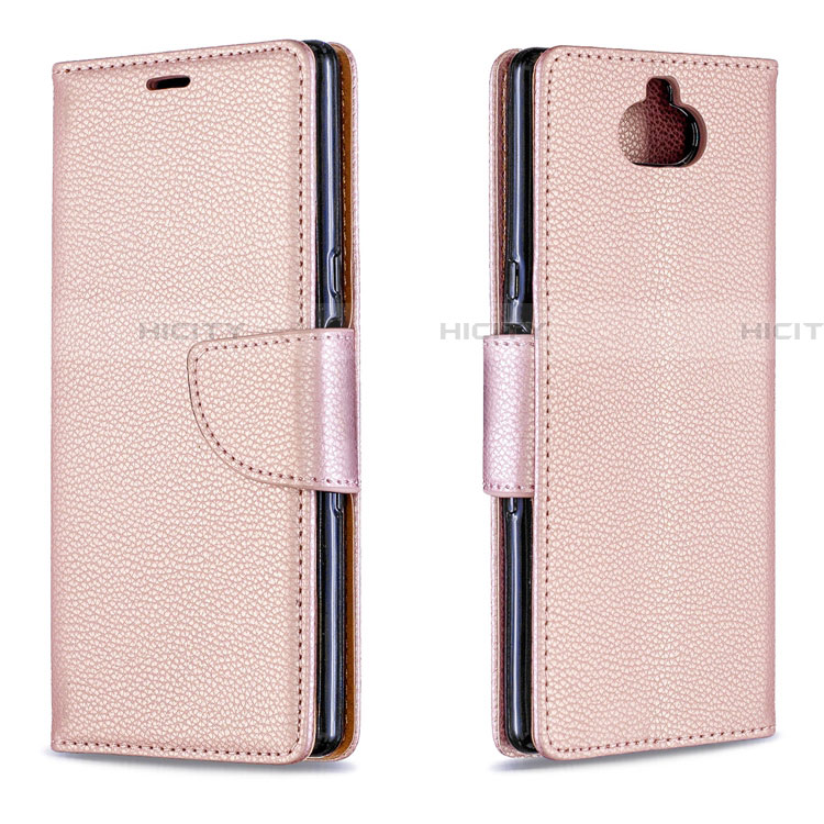 Funda de Cuero Cartera con Soporte Carcasa L02 para Sony Xperia XA3 Oro Rosa